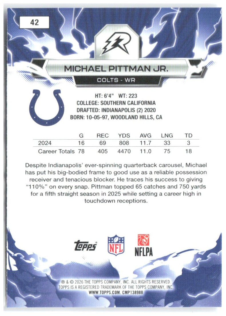 Michael Pittman Jr. Topps Resurgence Prism Refractor 42 2025 Indianapolis Colts