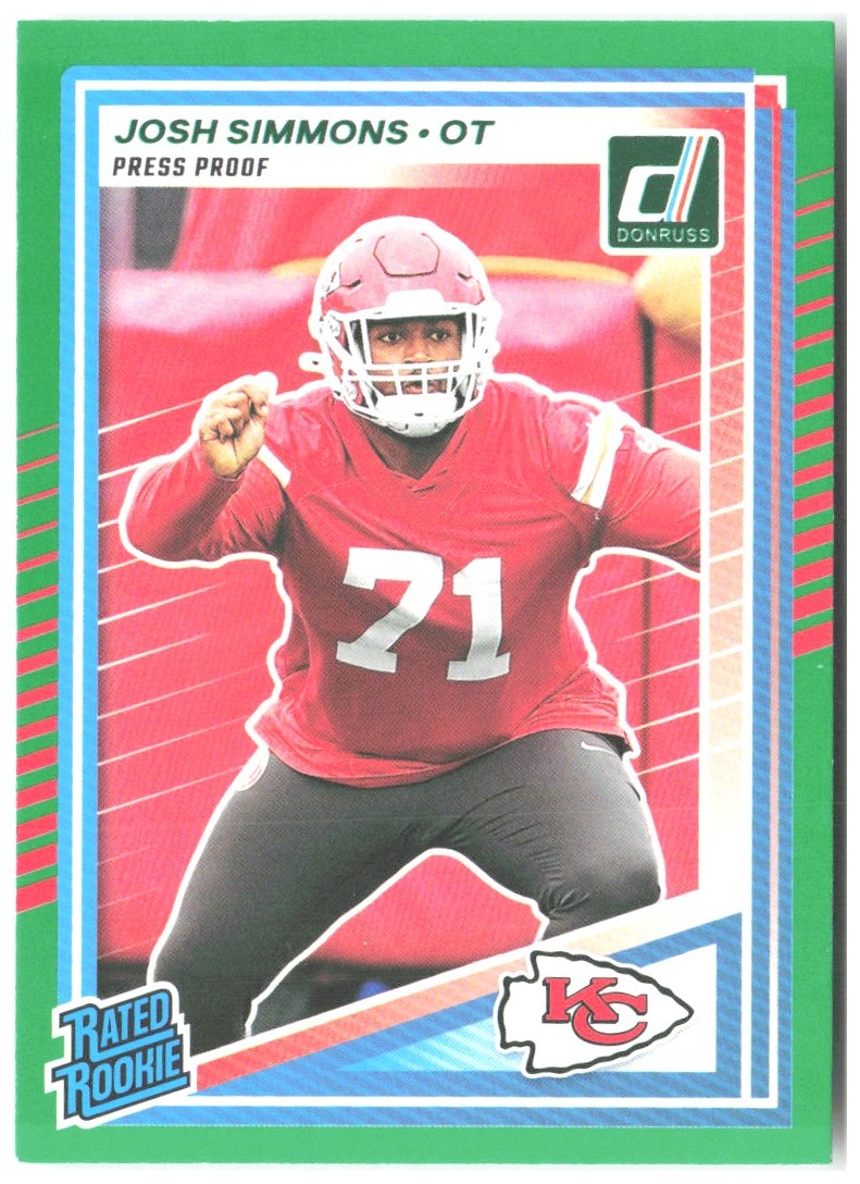 Josh Simmons Donruss - Press Proofs Green 368 2025 Kansas City Chiefs