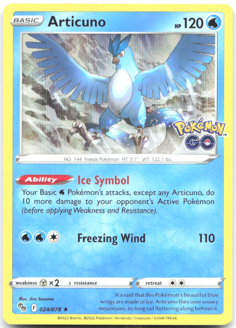 Articuno Holo Rare Pokemon GO 024/078 NM Jiro Sosumo
