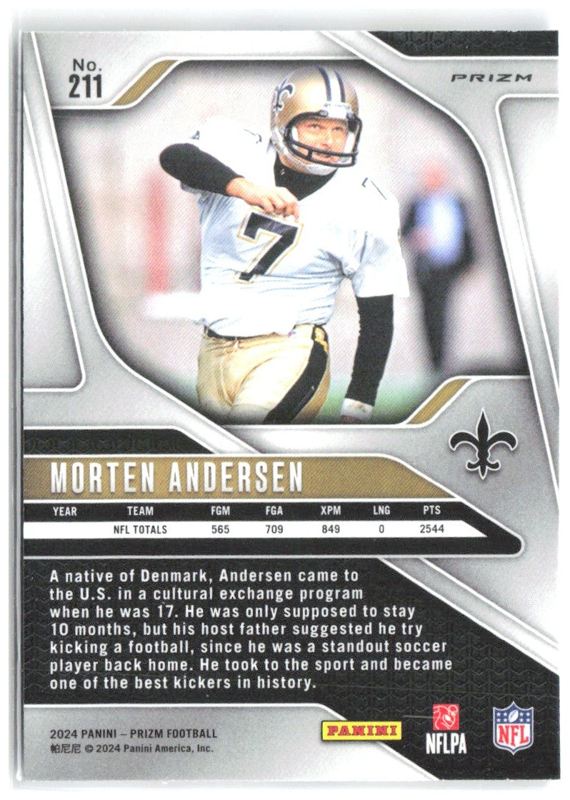 Morten Andersen Panini Prizm - Red White and Blue 211 2024 New Orleans Saints