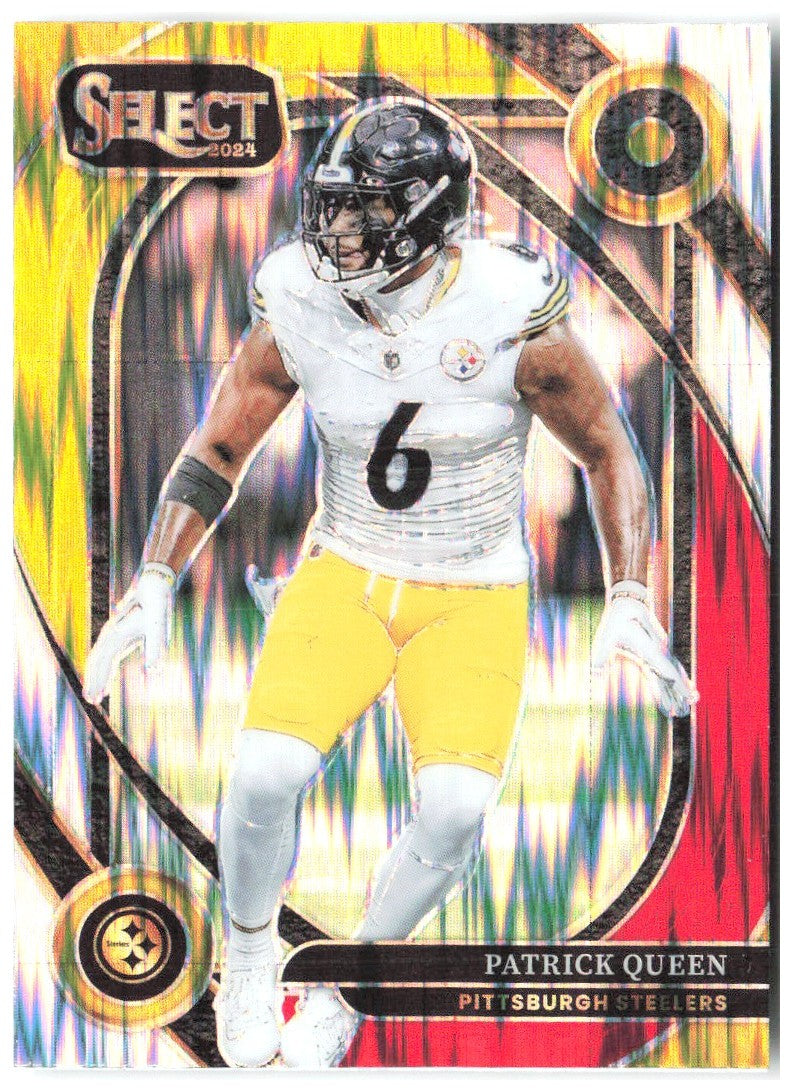 Patrick Queen Select - Red & Yellow Prizm Shock 286 2024 Pittsburgh Steelers