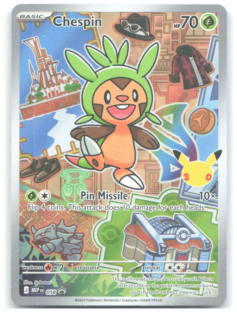Chespin Holo Promo ME Mega Evolution Promo 058 NM Saboteri