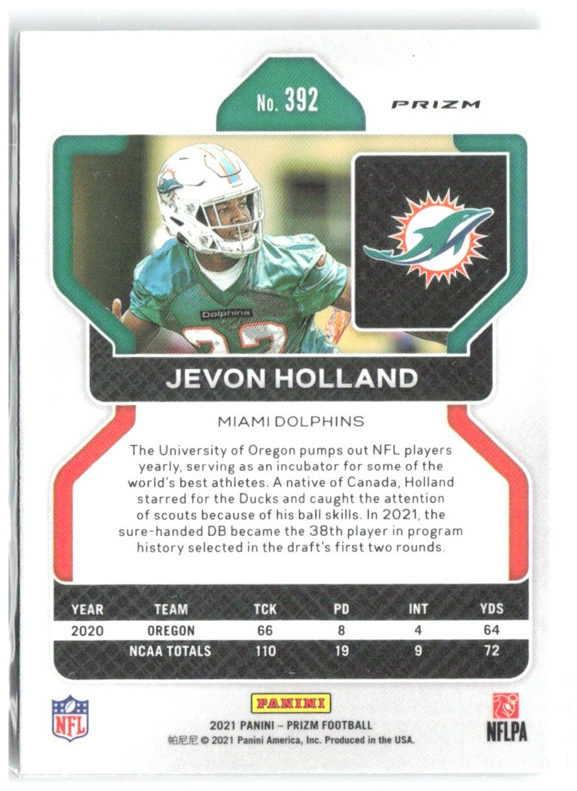 Jevon Holland Panini Prizm - Green 392 2021 Miami Dolphins