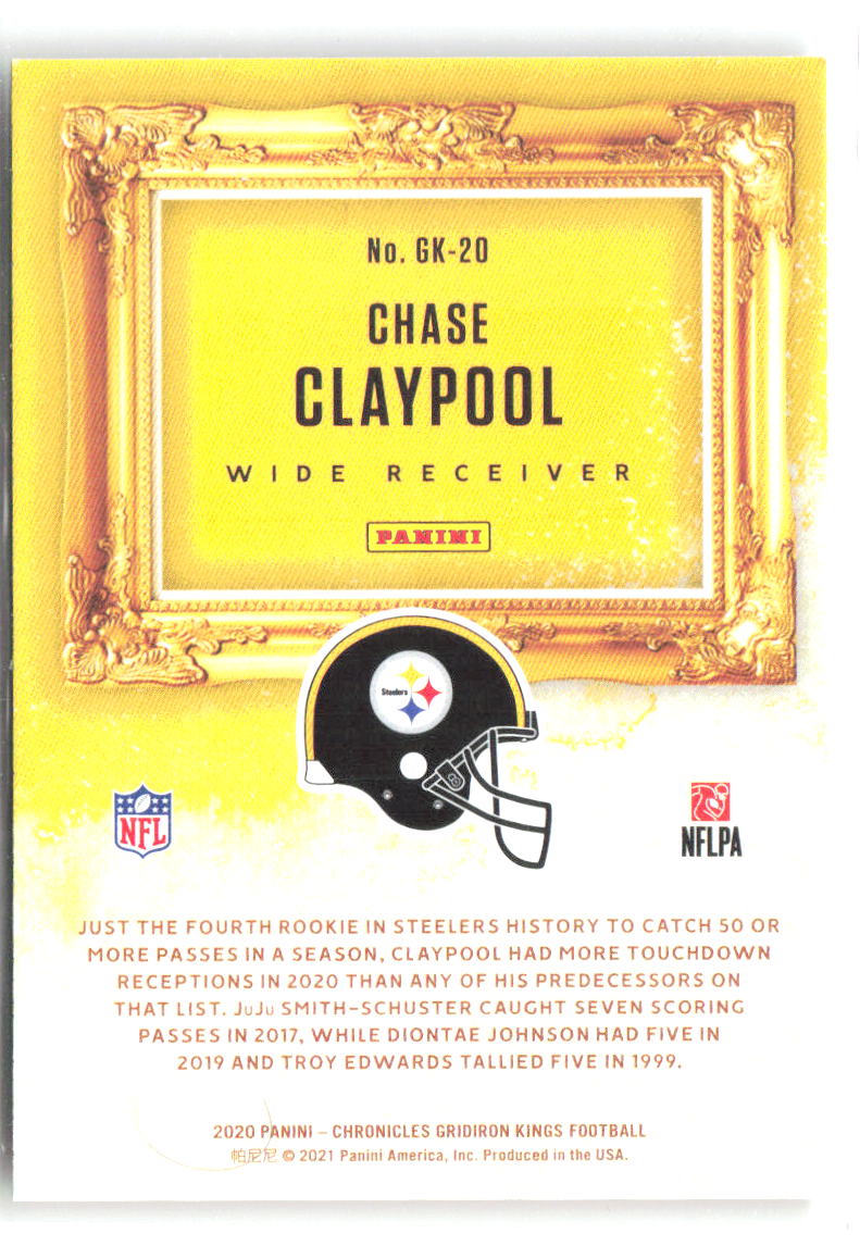 Chase Claypool Panini Chronicles - Gridiron Kings GK-20 2020 Pittsburgh Steelers