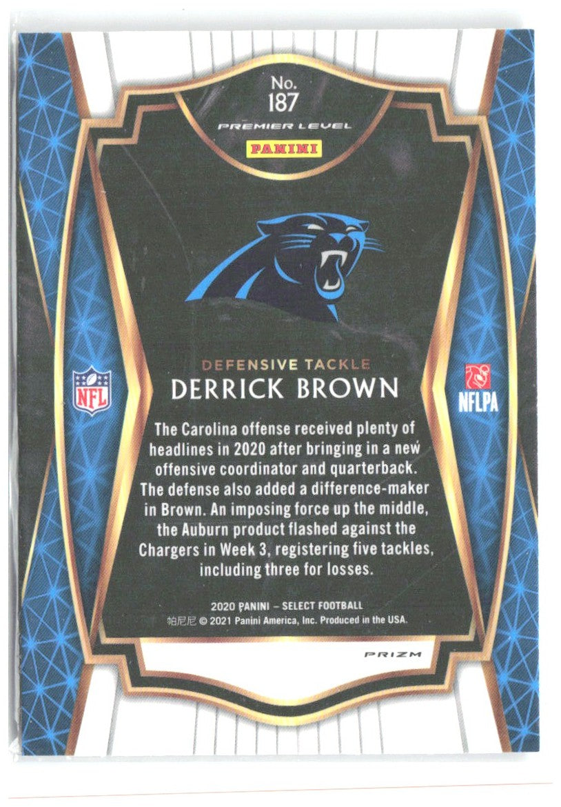 Derrick Brown Panini Select - Silver Prizm 187 2020 Carolina Panthers
