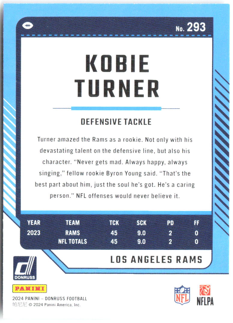 Kobie Turner Donruss 293 2024 Los Angeles Rams