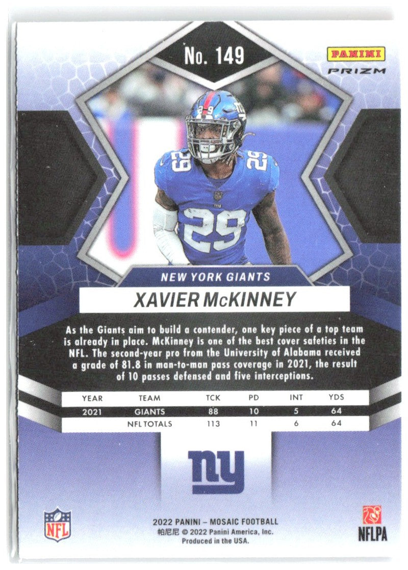 Xavier McKinney Panini Mosaic - Mosaic Reactive Orange 149 2022 New York Giants