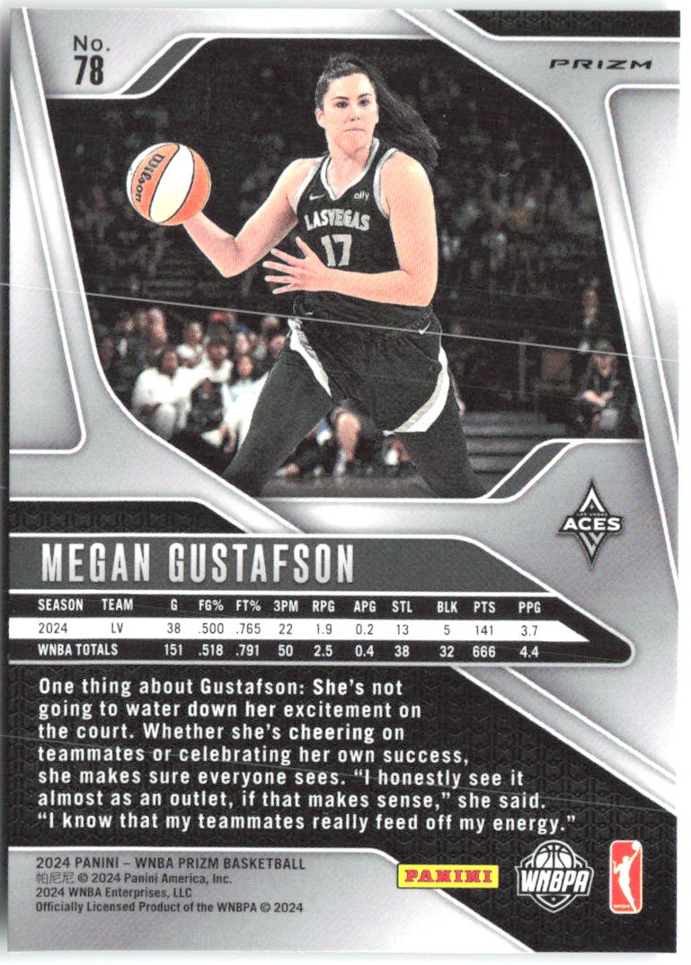 Megan Gustafson Panini Prizm WNBA - Green Prizms 78 2024 Las Vegas Aces