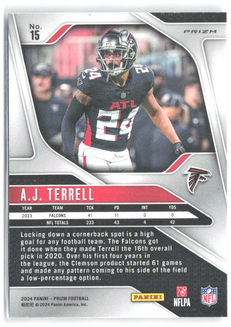 A.J. Terrell Panini Prizm - Red White and Blue 15 2024 Atlanta Falcons