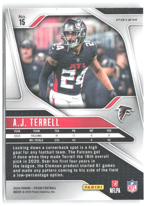 A.J. Terrell Panini Prizm - Red White and Blue 15 2024 Atlanta Falcons