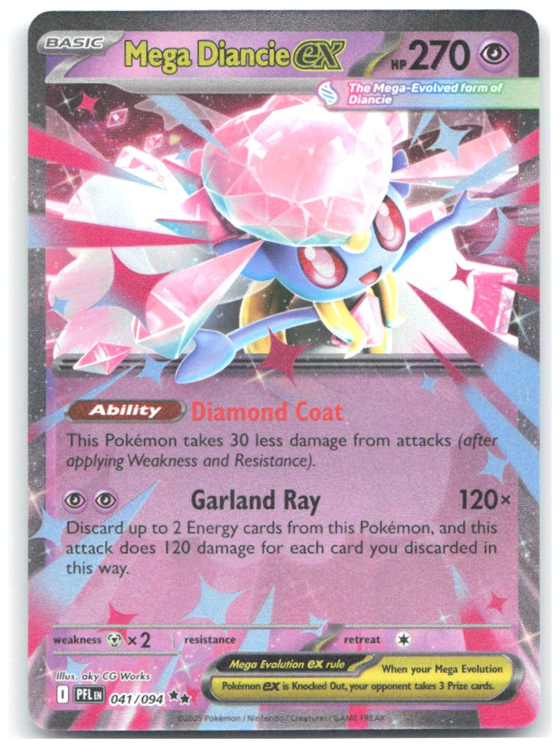 Mega Diancie ex Holo Double Rare ME02 Phantasmal Flames 041/094 NM aky CG Works