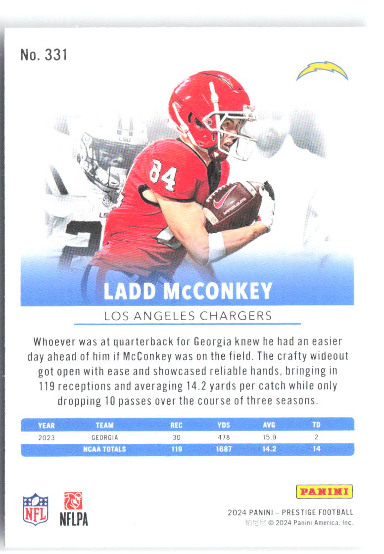 Ladd McConkey Panini Prestige 331 2024 Los Angeles Chargers RC
