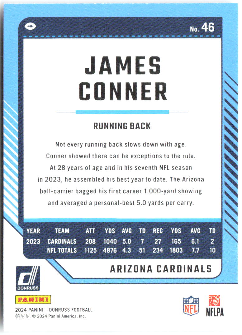 James Conner Donruss 46 2024 Arizona Cardinals