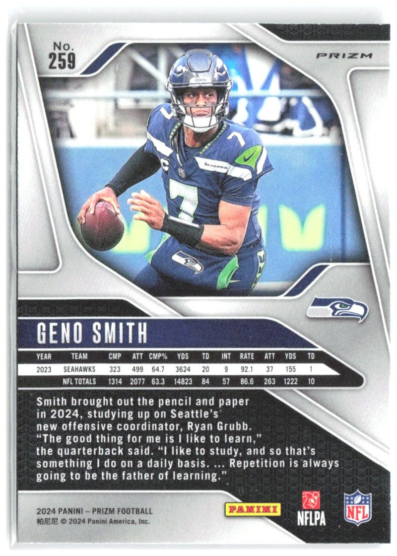 Geno Smith Panini Prizm - Silver 259 2024 Seattle Seahawks