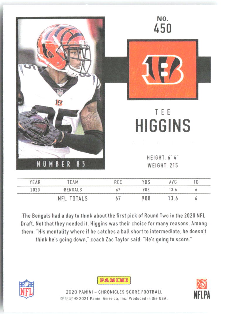 Tee Higgins Chronicles - 2020 Score Update Rookies 450 2020 Cincinnati Bengals