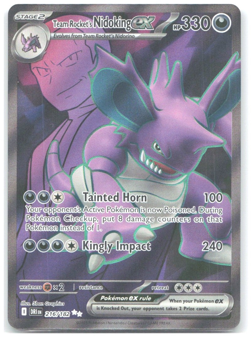 Team Rocket's Nidoking ex Ultra Rare Destined Rivals 216/182 NM 5ban Graphics