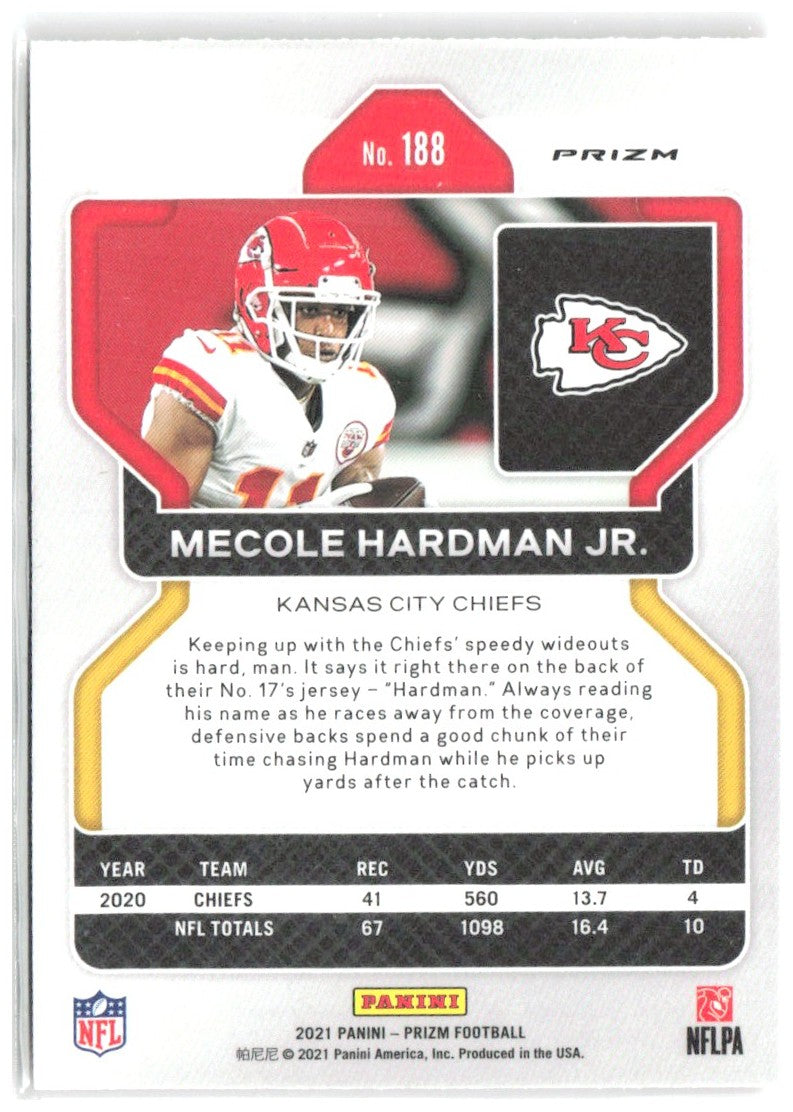 Mecole Hardman Jr. Panini Prizm - Lazer 188 2021 Kansas City Chiefs