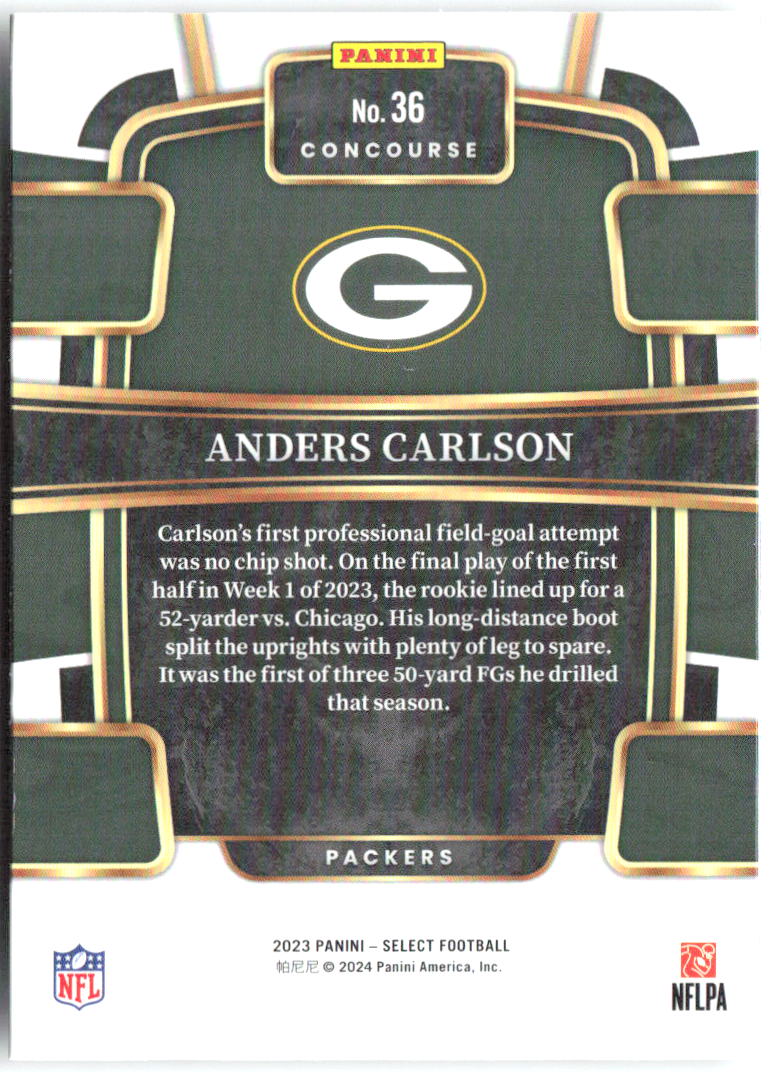 Anders Carlson Panini Select 36 2023 Green Bay Packers
