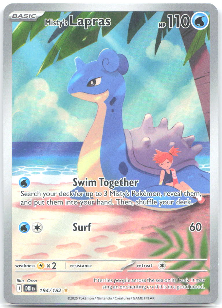 Mistys Lapras 194 182 Holo Illustration Rare SV10: Destined Rivals 194/182 NM Shin Nagasawa