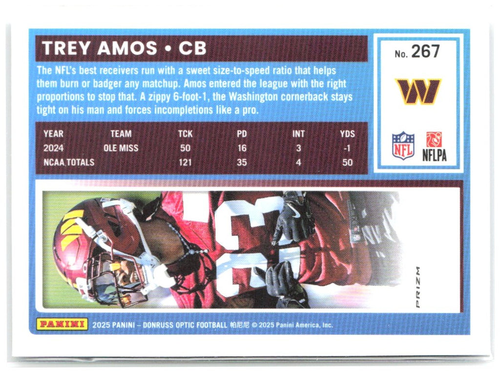Trey Amos Donruss Optic - Holo 267 2025 Washington Commanders