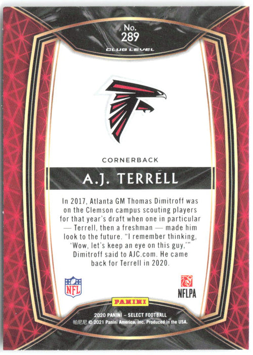 A.J. Terrell Panini Select 289 2020 Atlanta Falcons RC