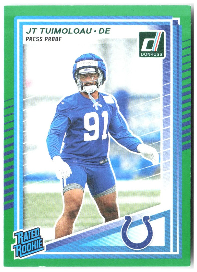 JT Tuimoloau Donruss - Press Proofs Green 398 2025 Indianapolis Colts