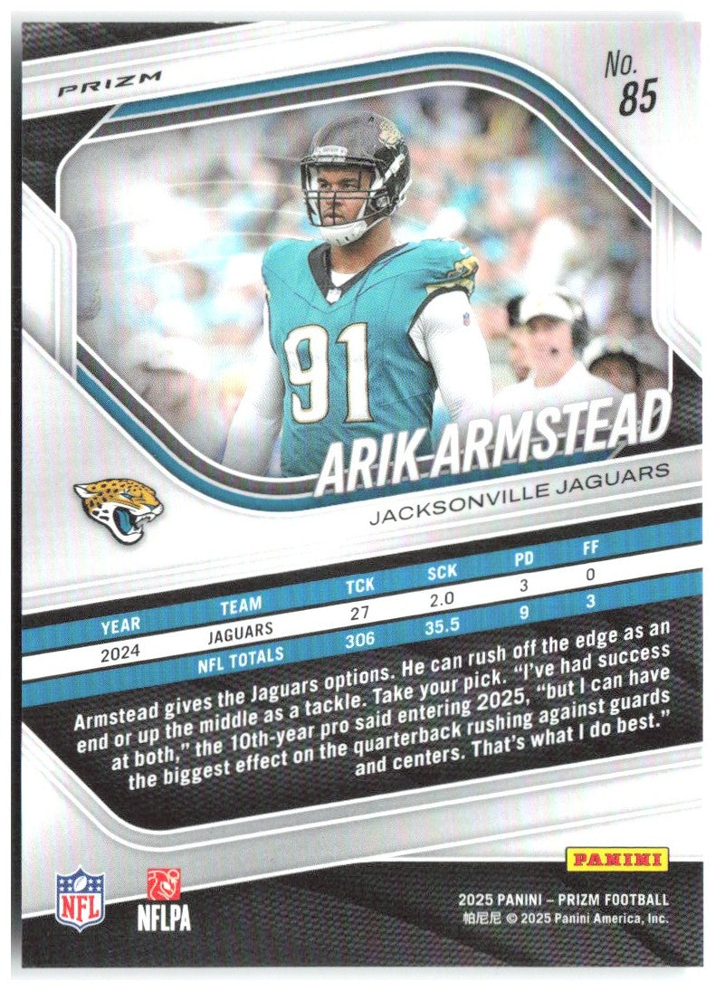 Arik Armstead Panini Prizm - Green Wave 85 2025 Jacksonville Jaguars