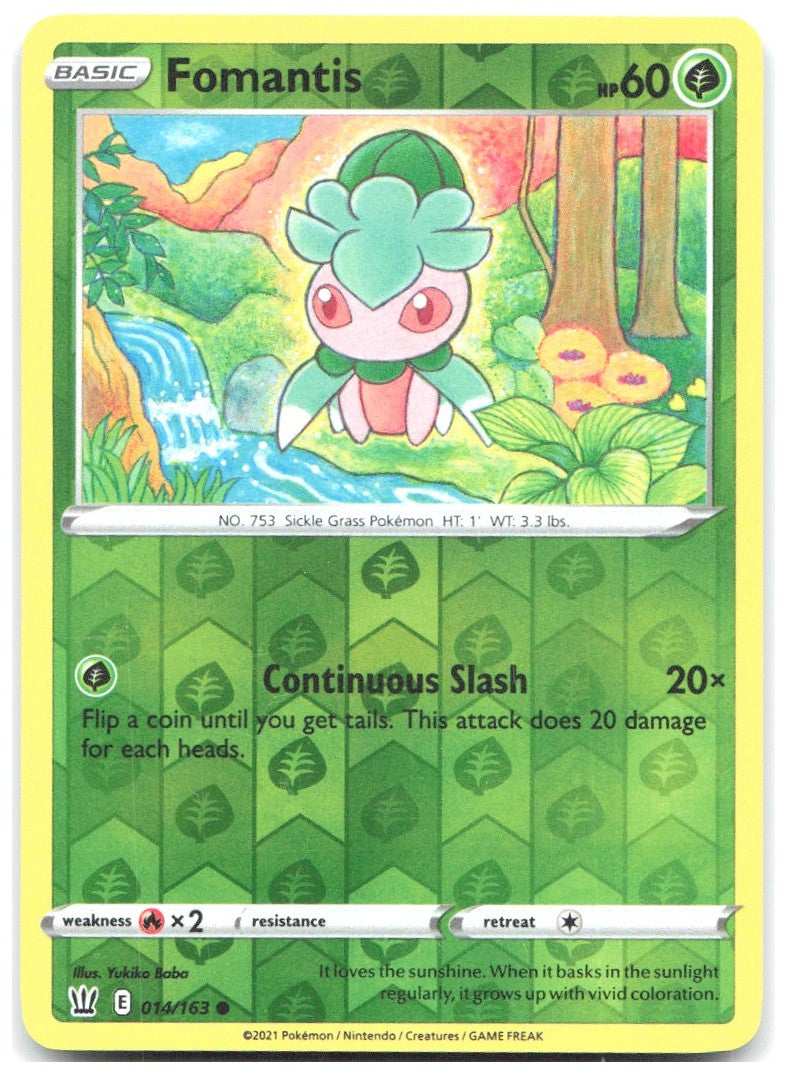 Fomantis Reverse Holo Common SWSH05 Battle Styles 014/163 NM Yukiko Baba