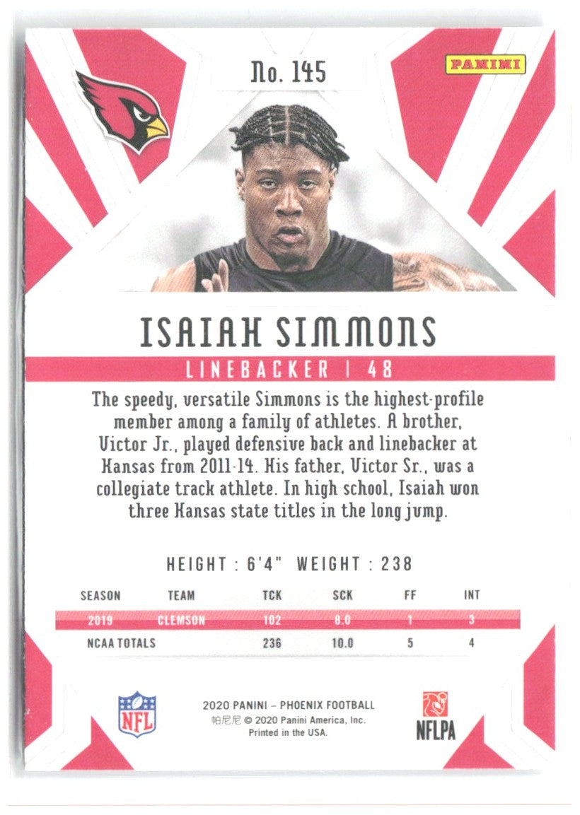 Isaiah Simmons Panini Phoenix - Fire Burst 145 2020 Arizona Cardinals