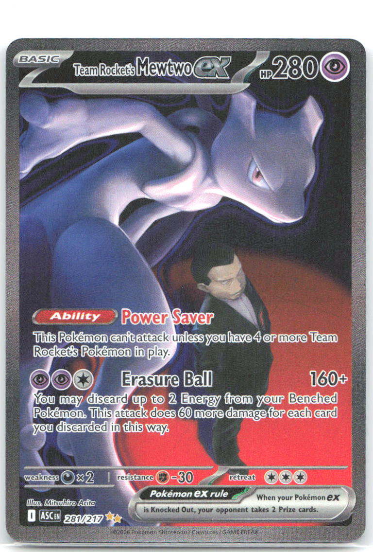 Team Rocket's Mewtwo ex Special Illustration Rare ME: Ascended Heroes 281/217 NM