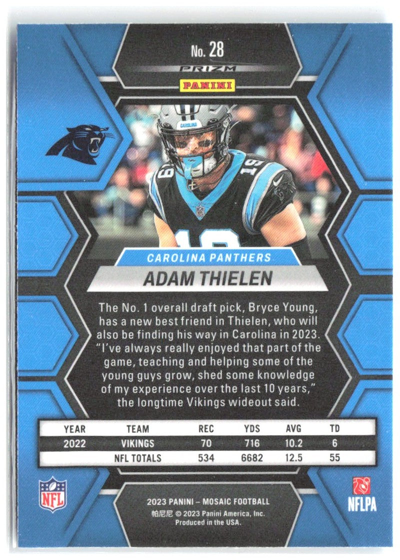 Adam Thielen Panini Mosaic - Reactive Blue Mosaic 28 2023 Carolina Panthers