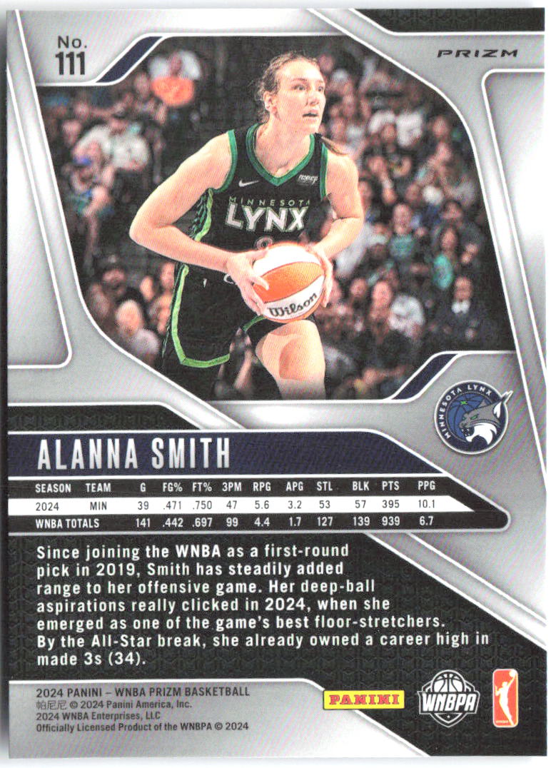 Alanna Smith Panini Prizm WNBA - Blue Velocity Prizms 111 2024 Minnesota Lynx
