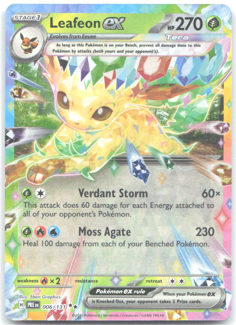 Leafeon ex Holo Double Rare SV: Prismatic Evolutions 006/131 NM 5ban Graphics