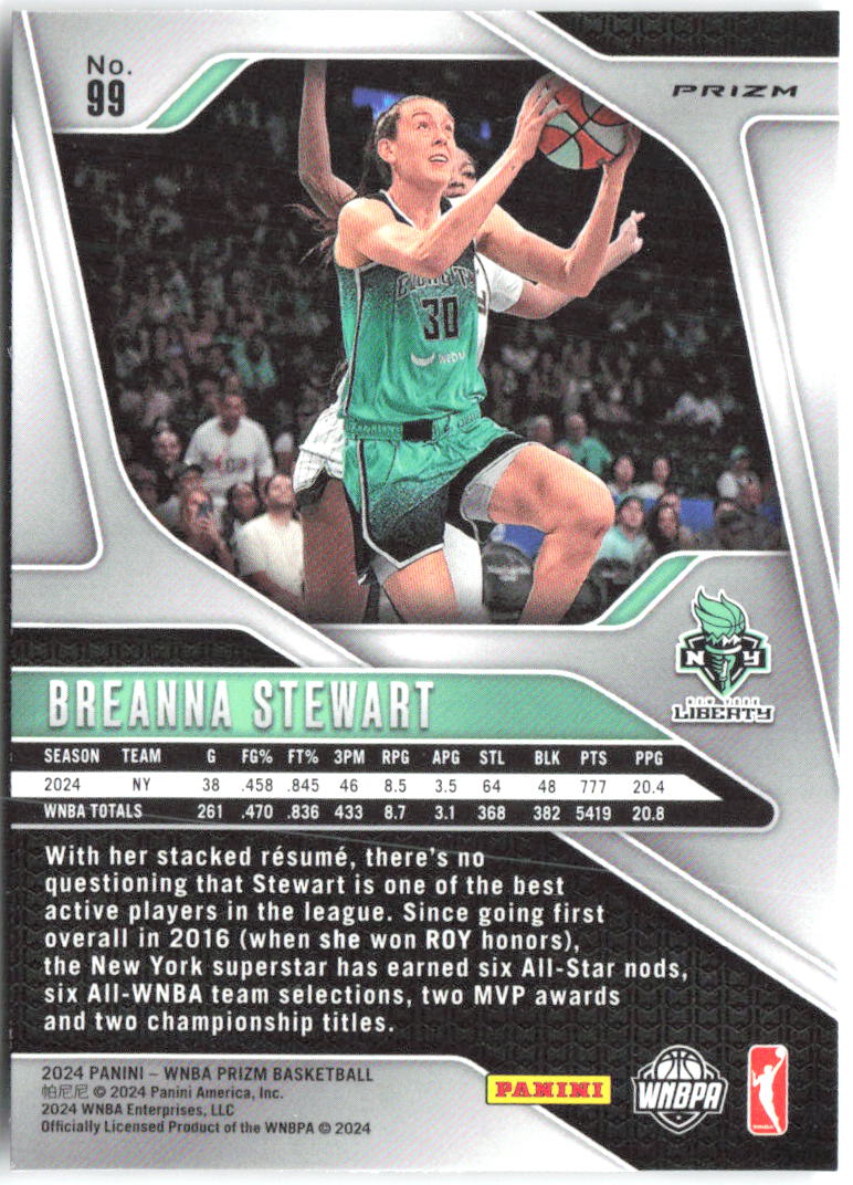 Breanna Stewart Panini Prizm WNBA - Ice Prizms 99 2024 New York Liberty