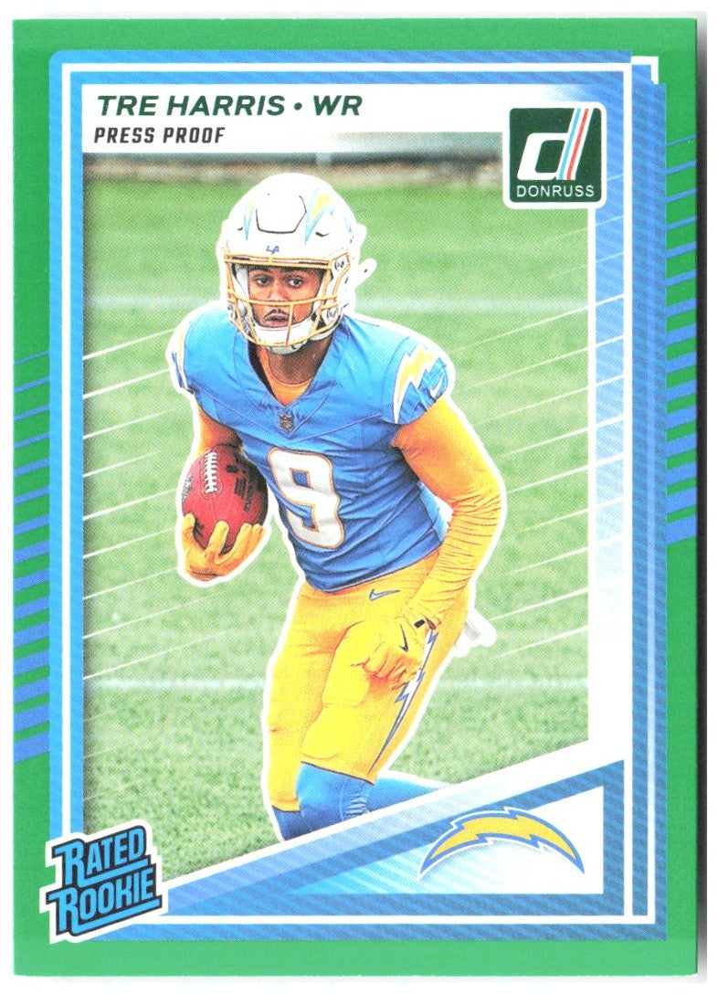 Tre Harris Donruss - Press Proofs Green 329 2025 Los Angeles Chargers