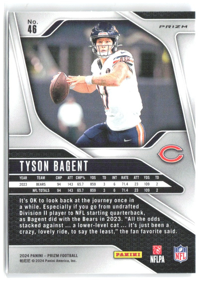 Tyson Bagent Panini Prizm - Red White and Blue 46 2024 Chicago Bears