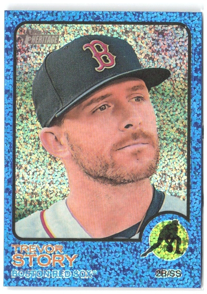 Trevor Story Topps Heritage - Chrome Blue Sparkle 507 2022 Boston Red Sox