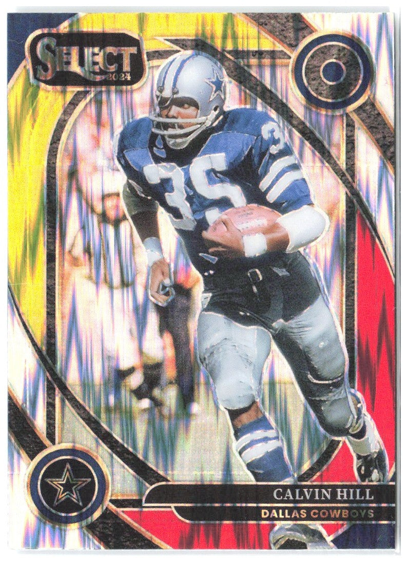 Calvin Hill Panini Select - Red & Yellow Prizm Shock 215 2024 Dallas Cowboys