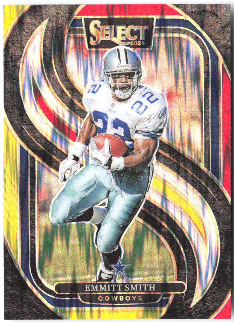 Emmitt Smith Panini Select - Red & Yellow Prizm Shock 155 2024 Dallas Cowboys