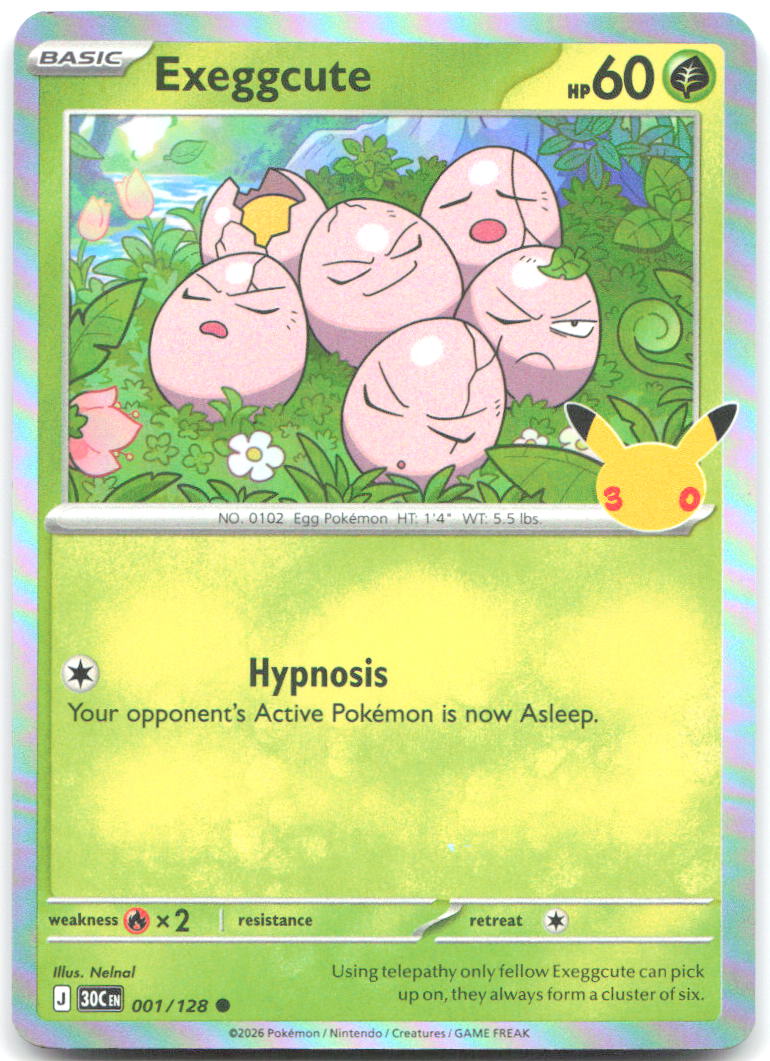 Exeggcute Holo Common ME 30th Celebration 001/128 NM Nelnal