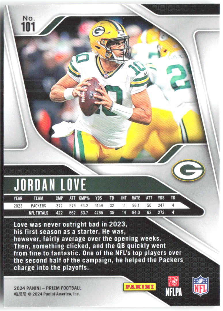 Jordan Love Panini Prizm 101 2024 Green Bay Packers