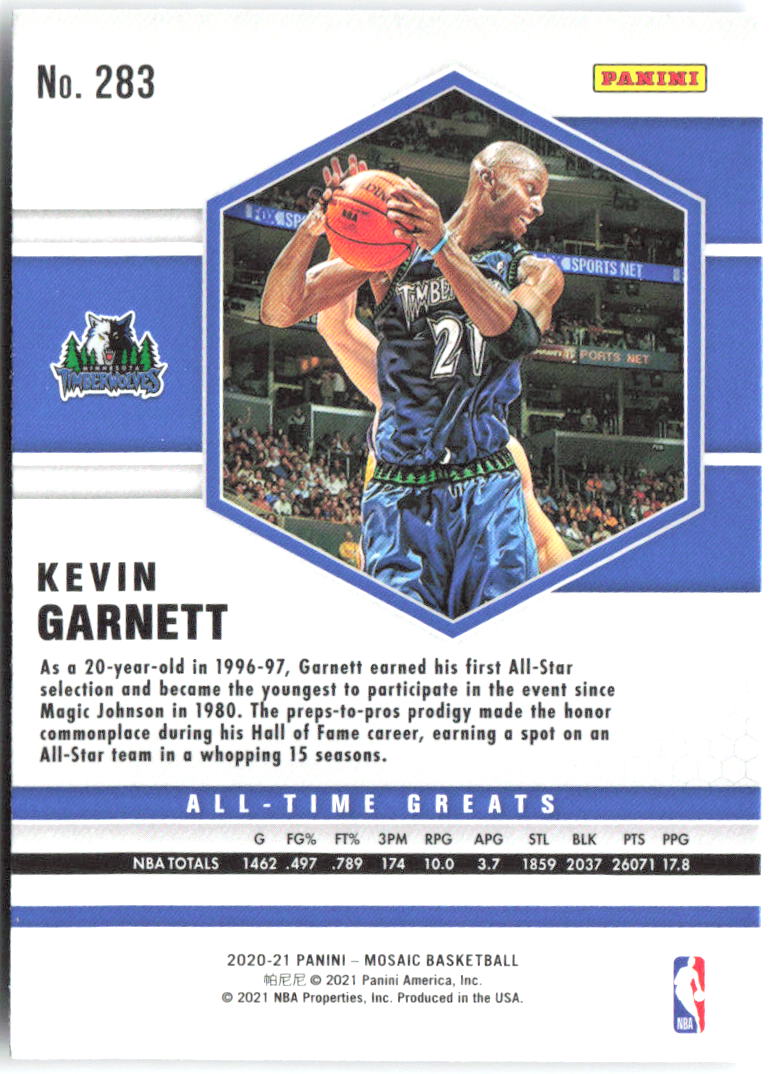 Kevin Garnett Panini Mosaic 283 2020-21 Minnesota Timberwolves