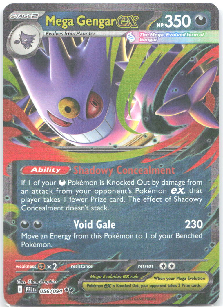 Mega Gengar ex Holo Double Rare ME02: Phantasmal Flames 056/094 NM 5ban Graphics