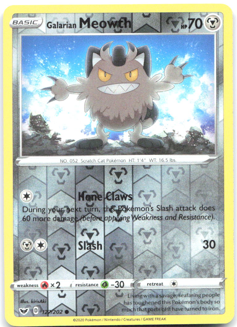 Galarian Meowth Reverse Holo SWSH01 Sword & Shield Base Set 127/202 NM 0313
