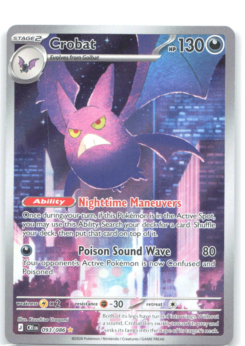 Crobat Holo Illustration Rare ME04: Chaos Rising 093/086 NM Kazuhisa Uragami