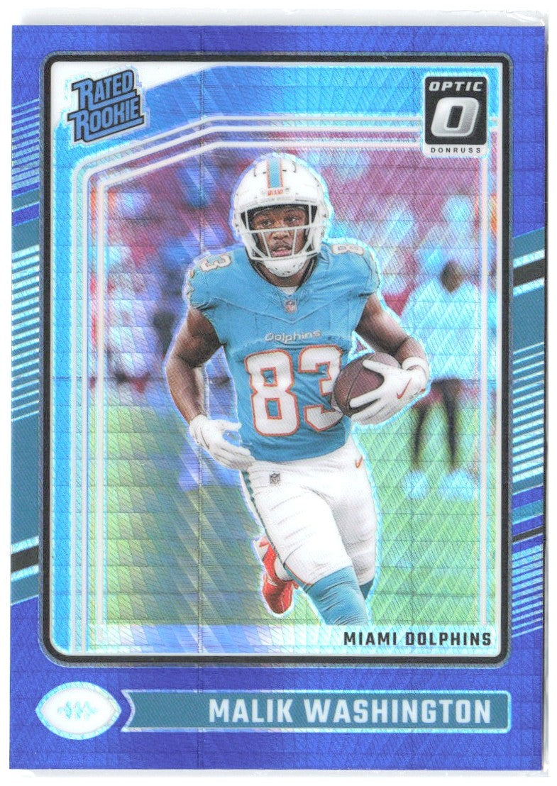Malik Washington Donruss Optic - Blue Hyper 272 2024 Miami Dolphins