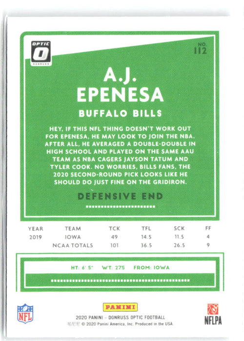 A.J. Epenesa Donruss Optic 112 2020 Buffalo Bills RC