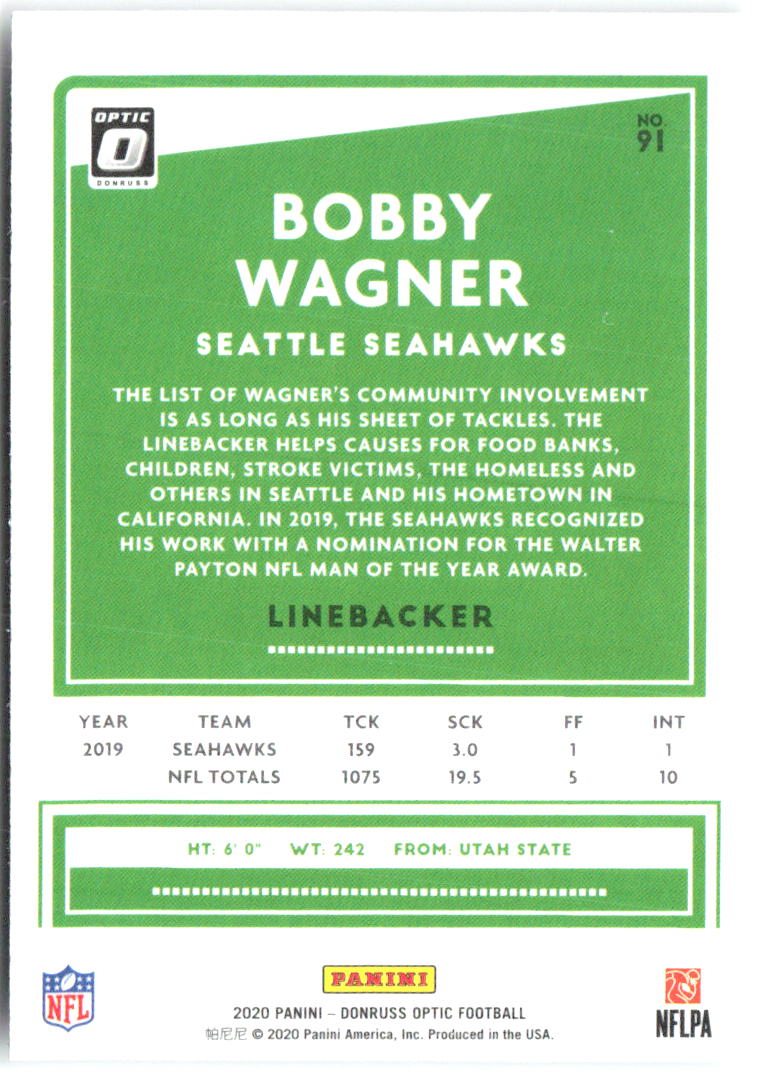 Bobby Wagner Donruss Optic 91 2020 Seattle Seahawks