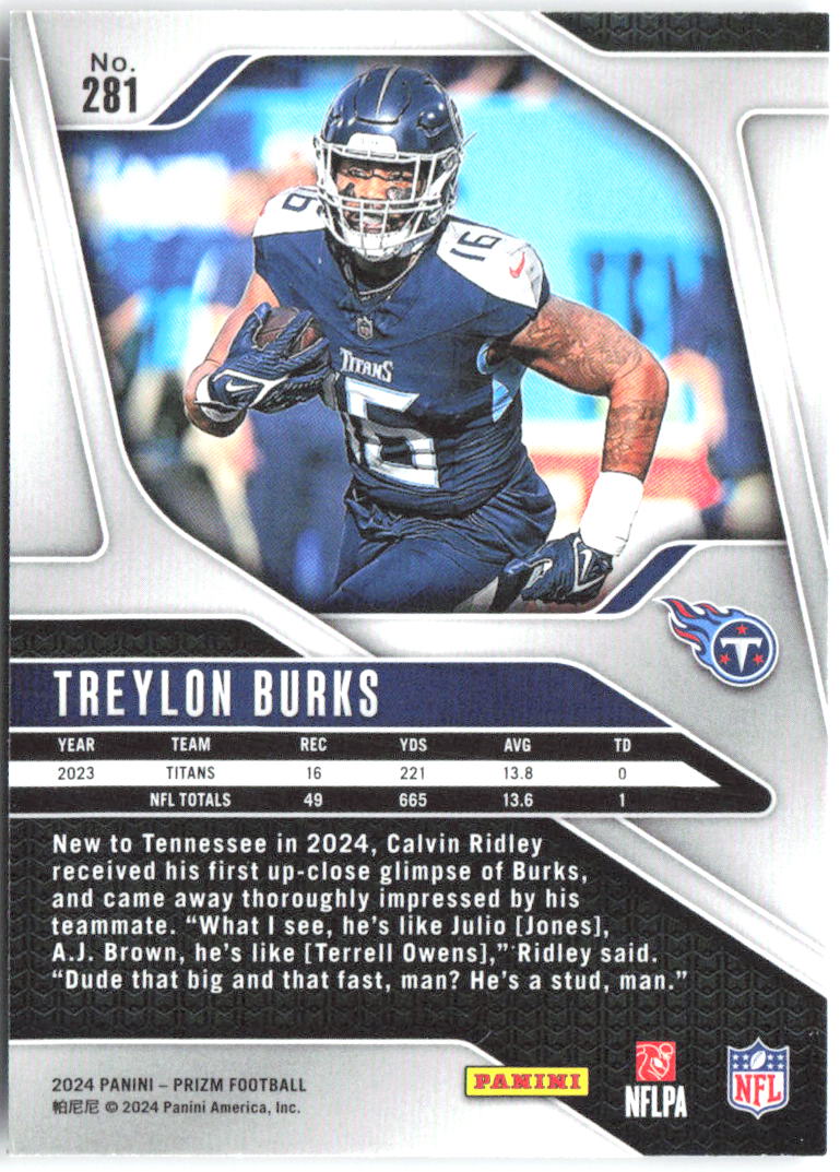 Treylon Burks Panini Prizm 281 2024 Tennessee Titans
