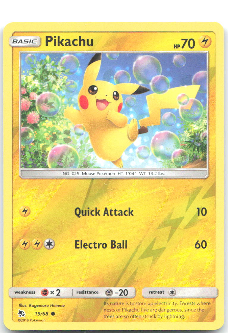Pikachu Reverse Holo Common Hidden Fates 19/68 NM Kagemaru Himeno